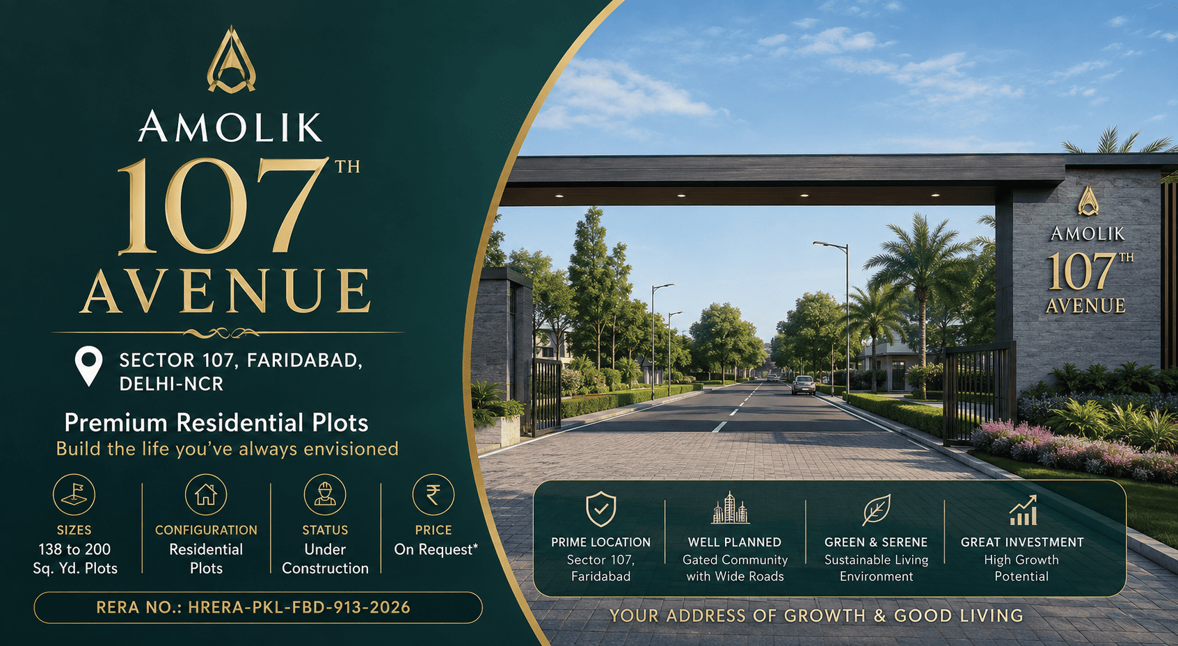 Amolik 107th Avenue Sector 107 Faridabad - Premium Residential Plots