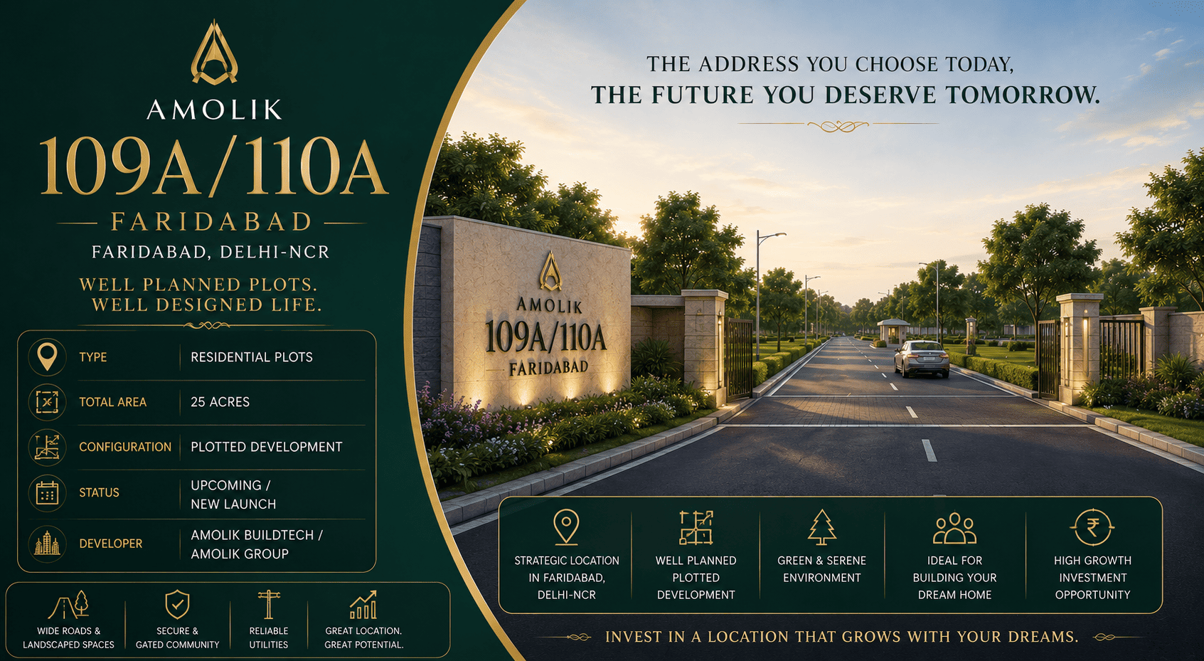 Amolik 109A/110A Faridabad - Upcoming Residential Plots