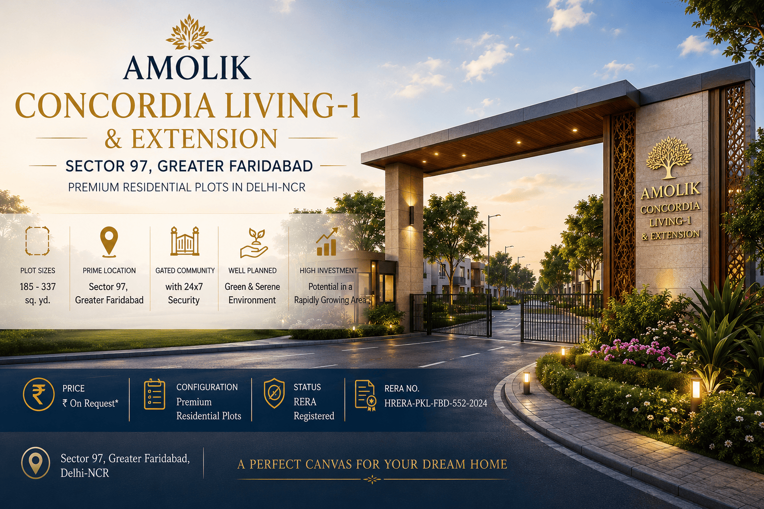 Amolik Concordia Living-1 & Extension Sector 97 Faridabad - Premium Residential Plots